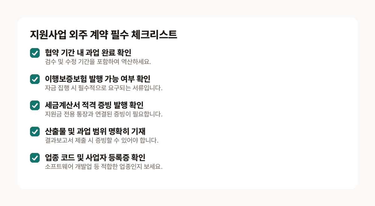 지원사업 개발사 — 지원사업 자금 집행을 위한 외주 계약 필수 점검 목록